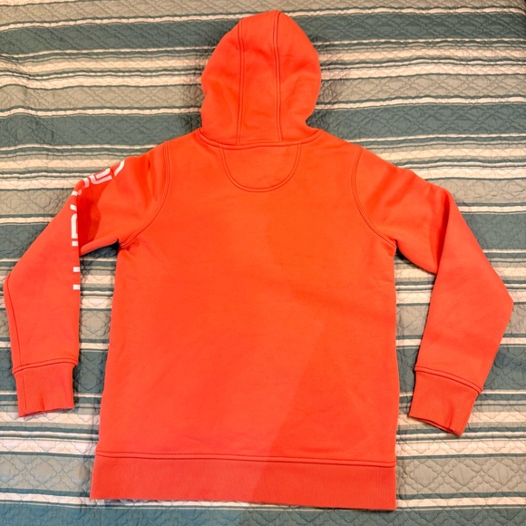 Carhartt Relaxed Fit Logo Print Hooded Sweatshirt Womens Sz Med (8-10) Orange - Picture 8 of 8